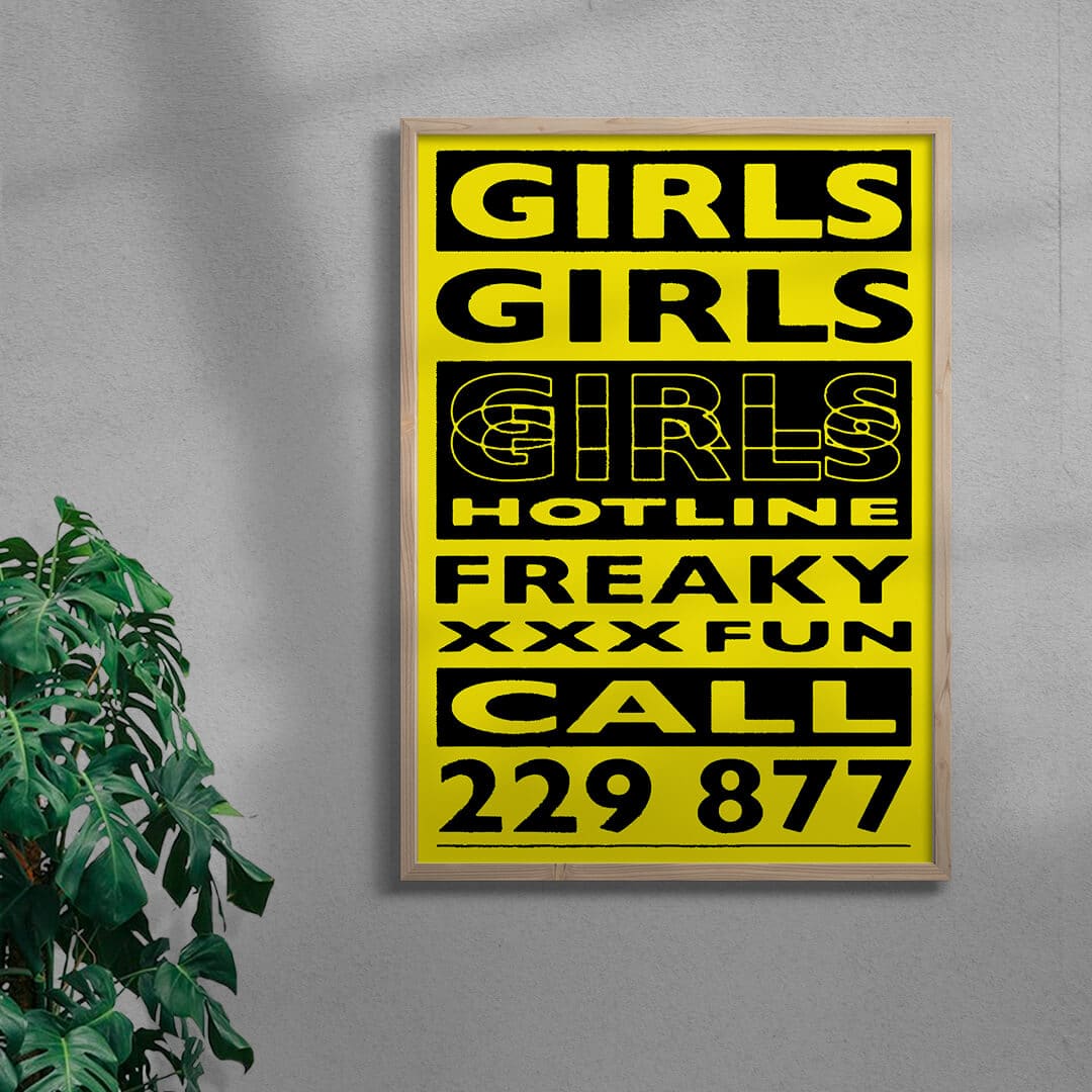 11.7x16.5" (A3) GIRLS GIRLS GIRLS - UNFRAMED contemporary wall art print by Sven Silk - sold by DROOL