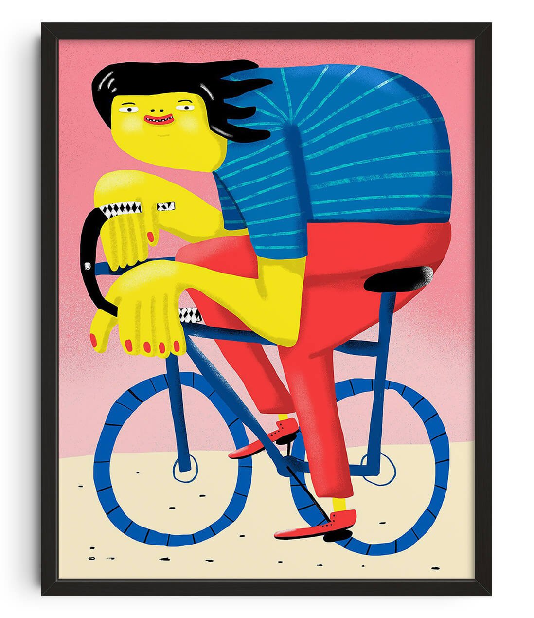 Happy Cycling contemporary wall art print by Nina Bachmann - sold by DROOL