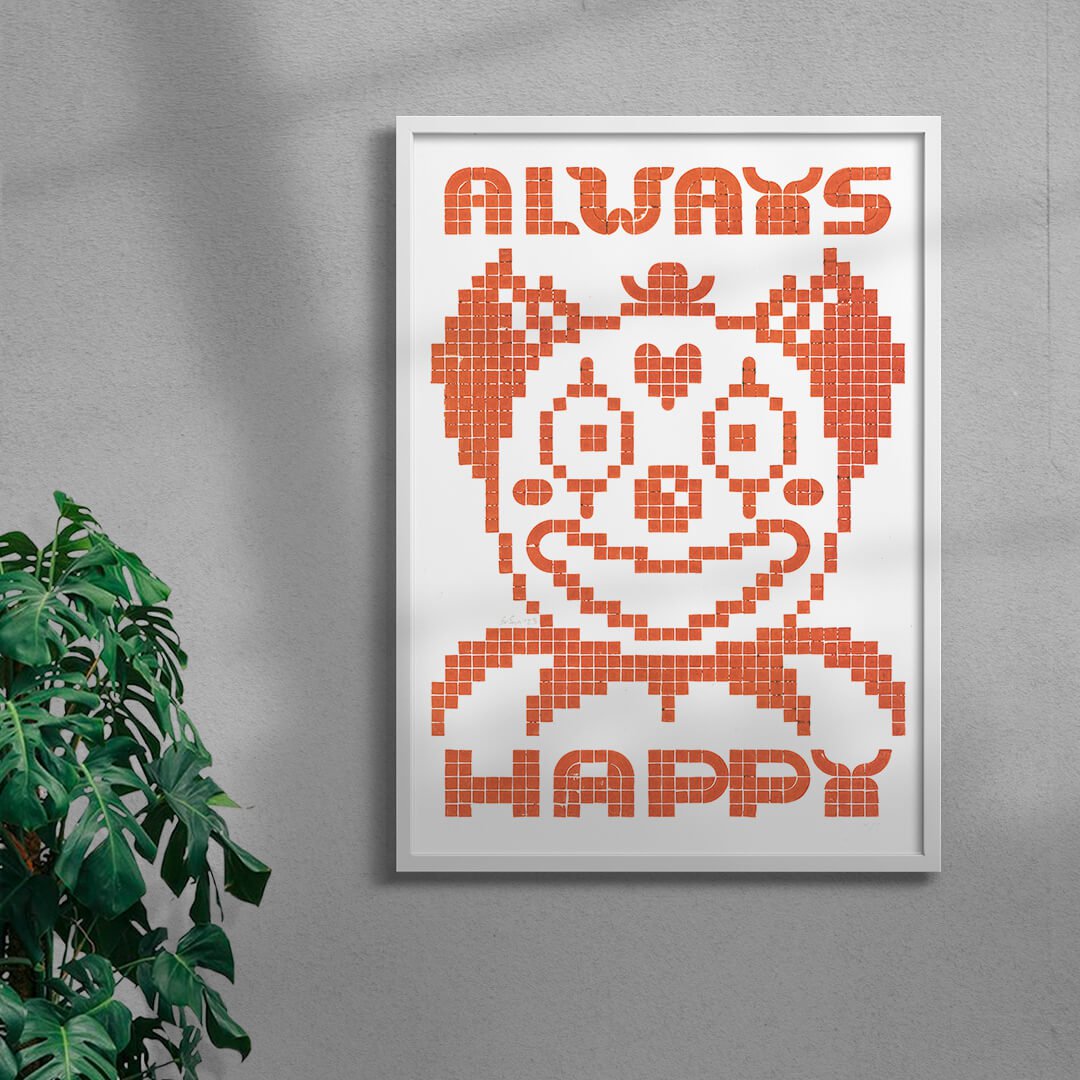 Always Happy contemporary wall art print by Eric Schwarz - sold by DROOL