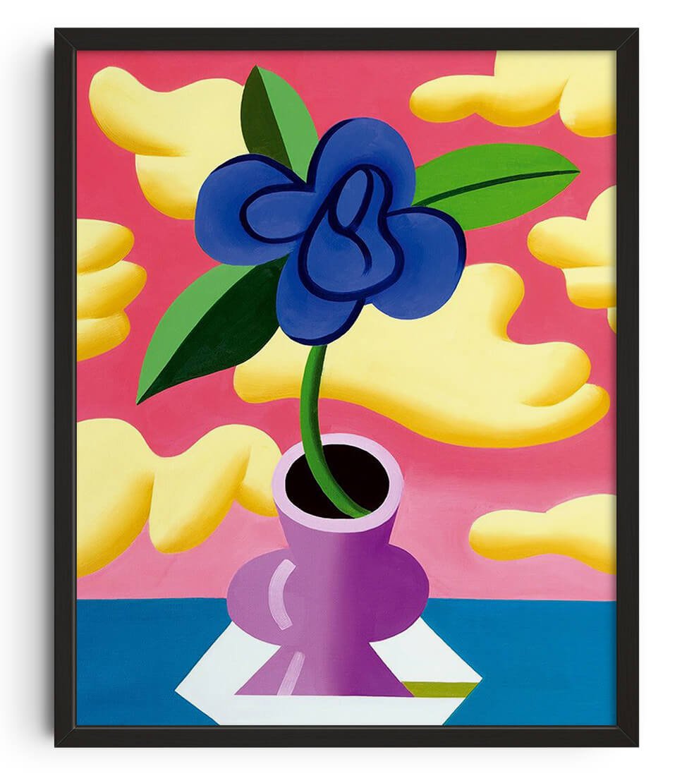 Blue flower contemporary wall art print by Juan de la Rica - sold by DROOL