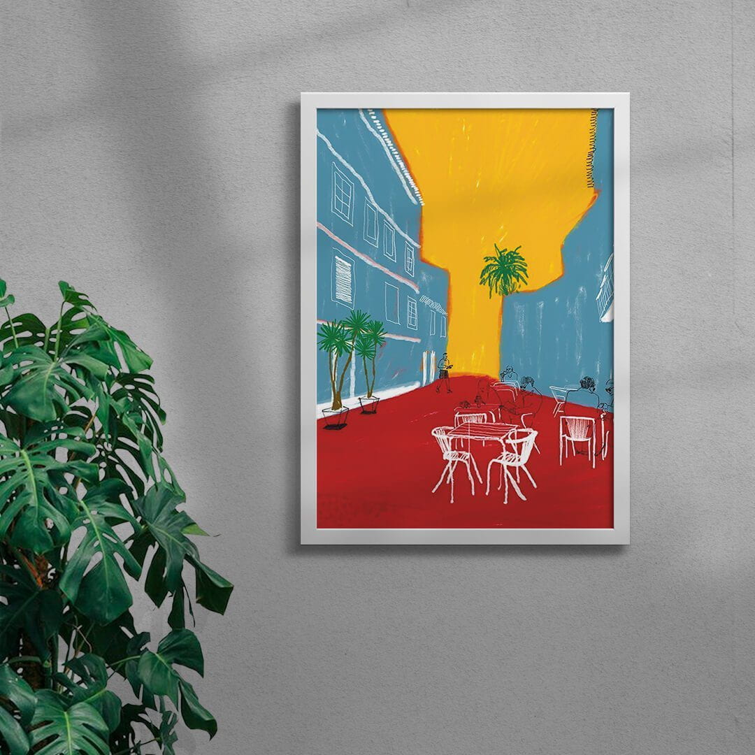 Cafe Terrace contemporary wall art print by mareykrap - sold by DROOL