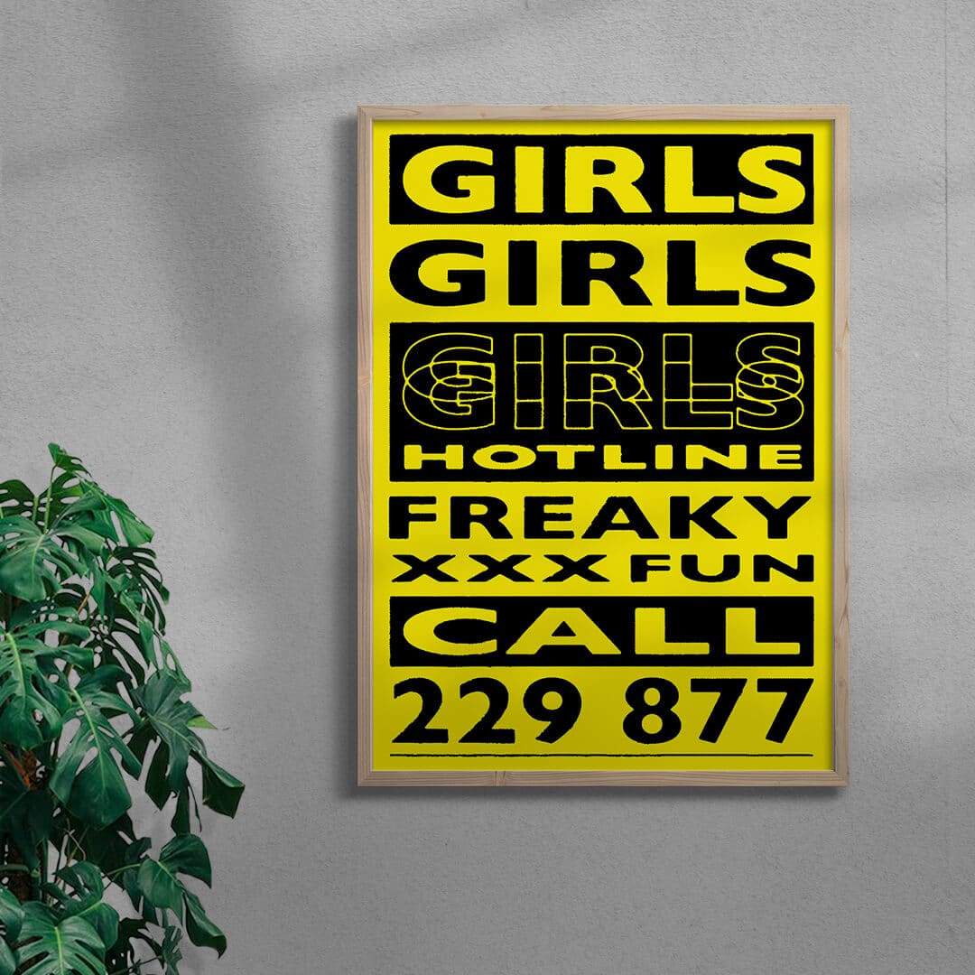 GIRLS GIRLS GIRLS - UNFRAMED contemporary wall art print by Sven Silk - sold by DROOL