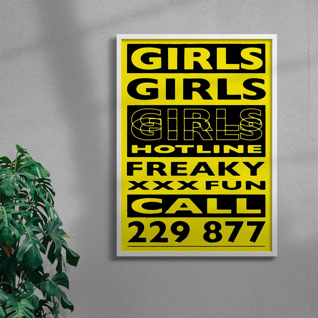 GIRLS GIRLS GIRLS - UNFRAMED contemporary wall art print by Sven Silk - sold by DROOL