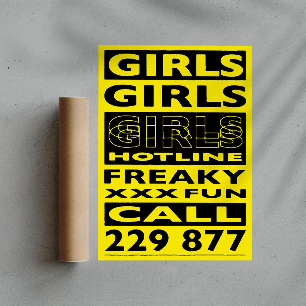 11.7x16.5" (A3) GIRLS GIRLS GIRLS - UNFRAMED contemporary wall art print by Sven Silk - sold by DROOL