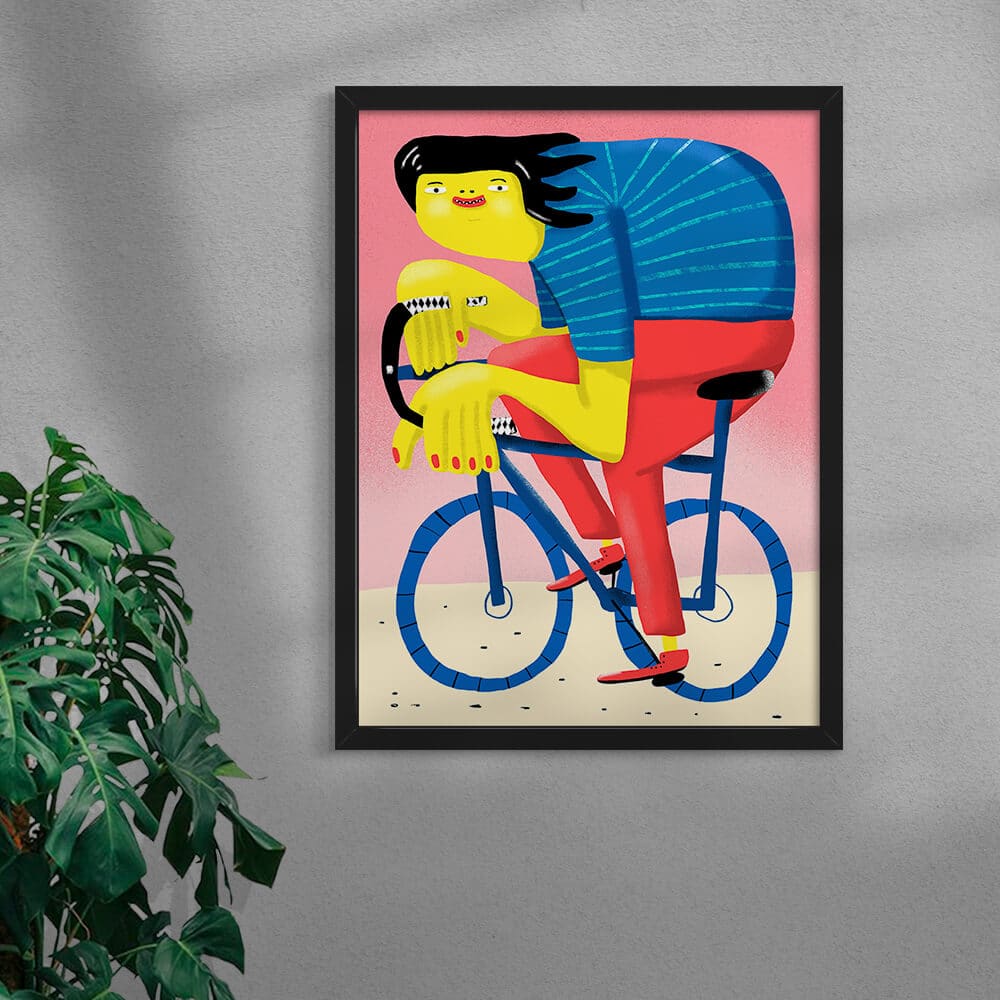 Happy Cycling contemporary wall art print by Nina Bachmann - sold by DROOL