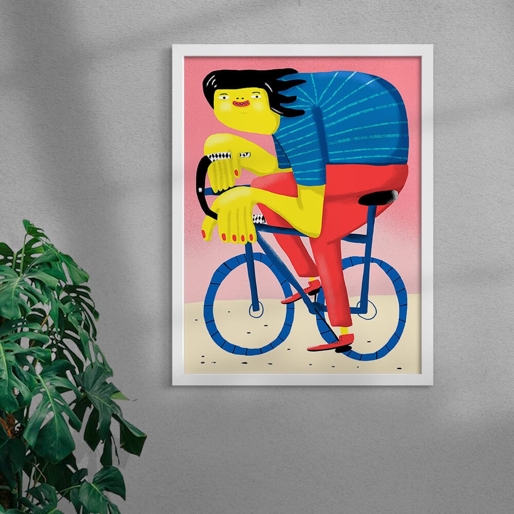 Happy Cycling contemporary wall art print by Nina Bachmann - sold by DROOL