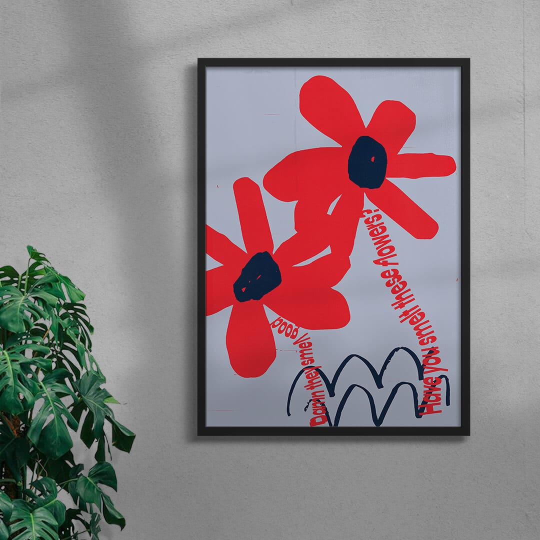 Have you smelt these flowers? - UNFRAMED contemporary wall art print by Lou Wang - sold by DROOL