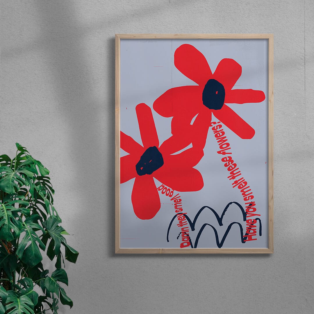 Have you smelt these flowers? - UNFRAMED contemporary wall art print by Lou Wang - sold by DROOL