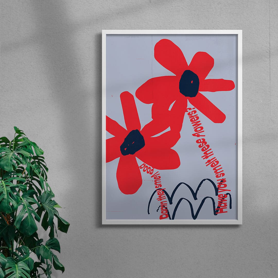 Have you smelt these flowers? - UNFRAMED contemporary wall art print by Lou Wang - sold by DROOL