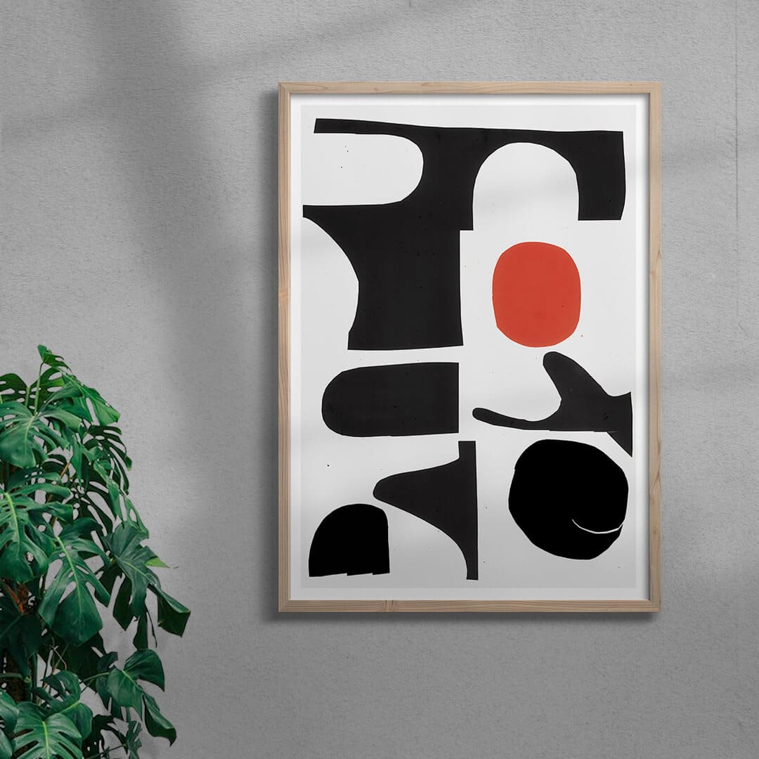 Red Sun Print contemporary wall art print by Rikki Hewitt - sold by DROOL