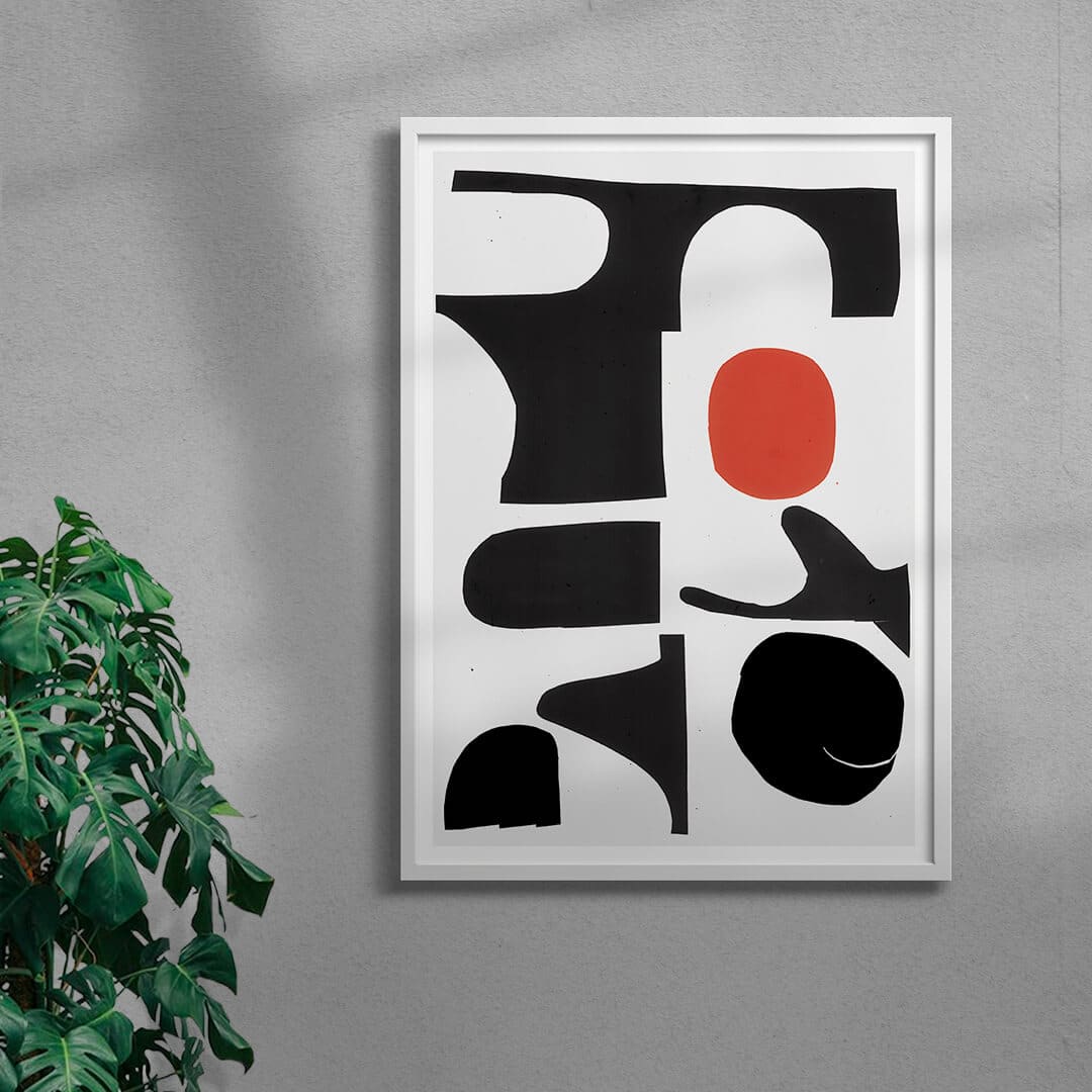 Red Sun Print - UNFRAMED contemporary wall art print by Rikki Hewitt - sold by DROOL