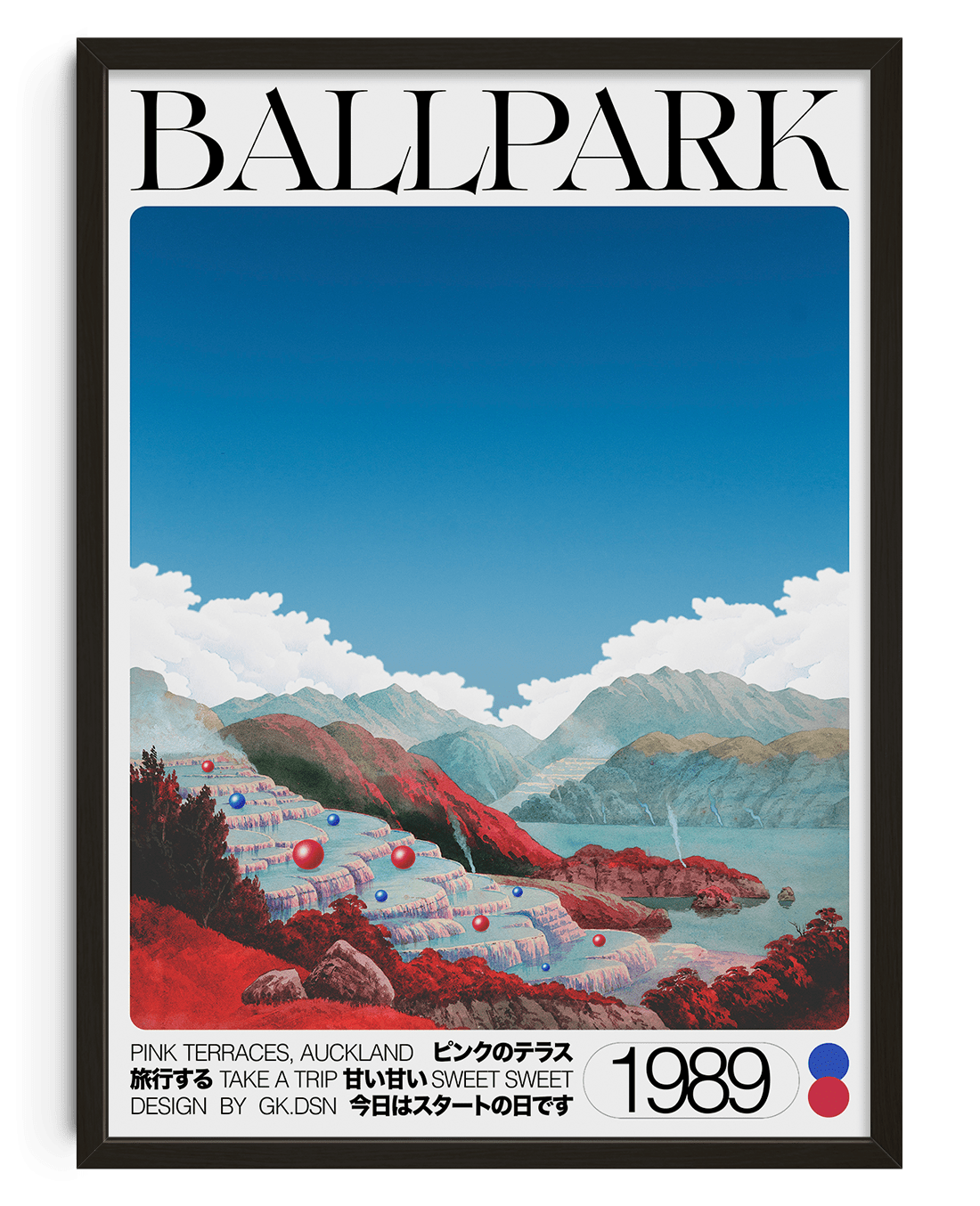 8.3x11.7" (A4) / Framed black BALLPARK contemporary wall art print by George Kempster - sold by DROOL