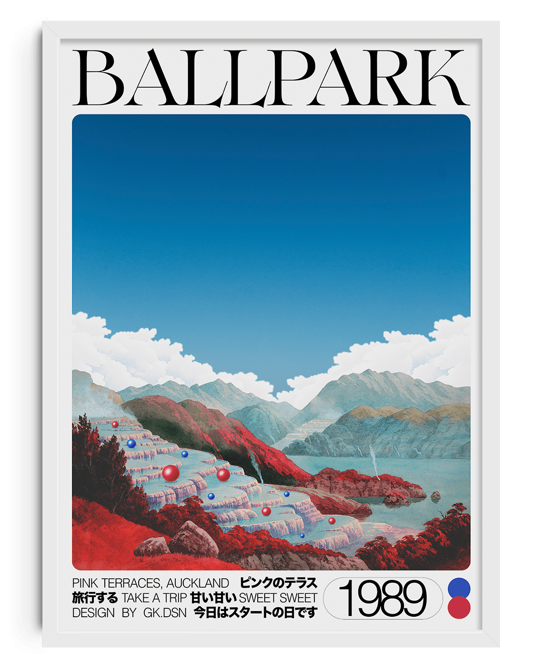 8.3x11.7" (A4) / Framed white BALLPARK contemporary wall art print by George Kempster - sold by DROOL