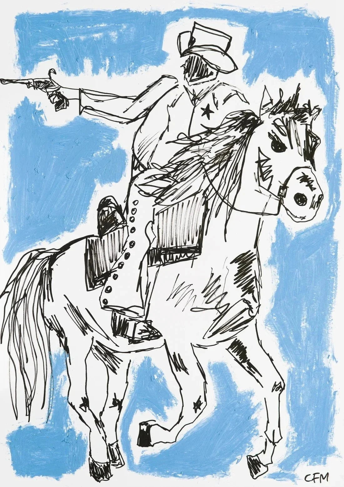 Cowboy Chase contemporary wall art print by Caitlin Flood-Molyneux - sold by DROOL