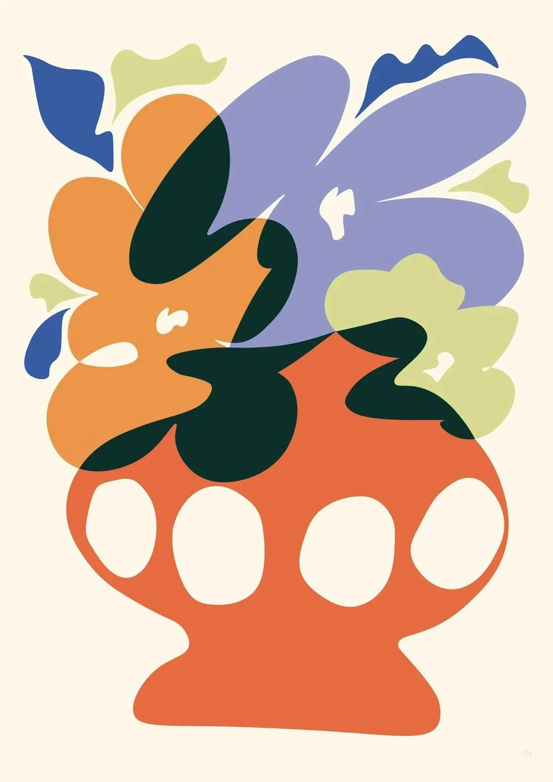Big Flowers in a Big Vase contemporary wall art print by Els Jennings - sold by DROOL