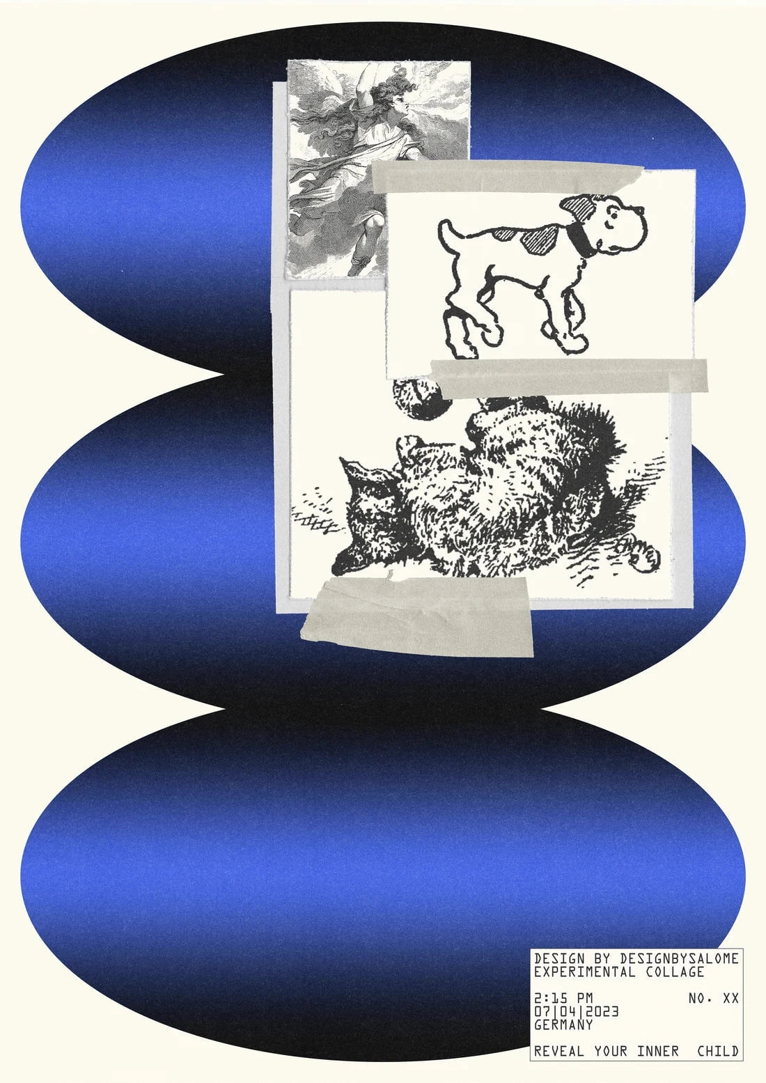Inner Child Blue contemporary wall art print by Salome Frenzel - sold by DROOL