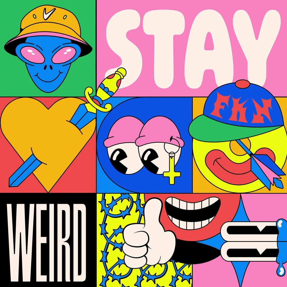 Stay weird contemporary wall art print by Ovcharka - sold by DROOL
