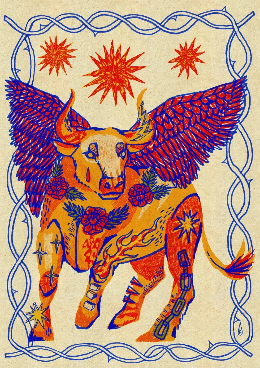 Bull of Heaven contemporary wall art print by Kwonny - sold by DROOL