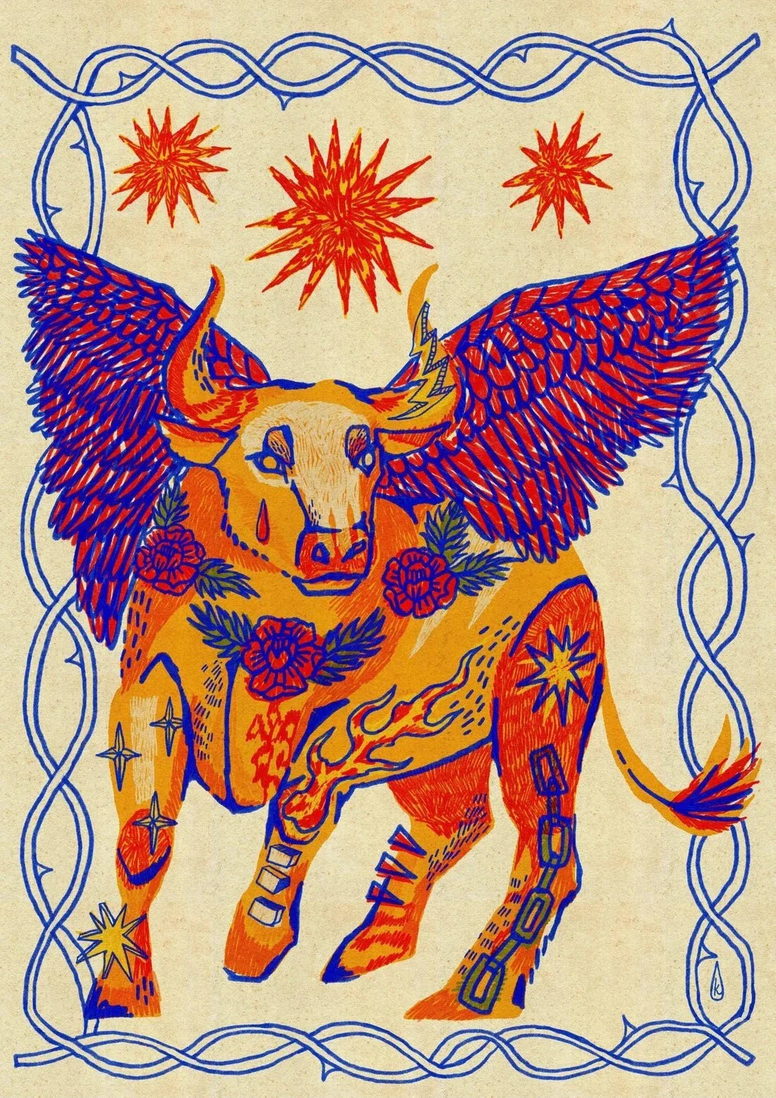 Bull of Heaven contemporary wall art print by Kwonny - sold by DROOL