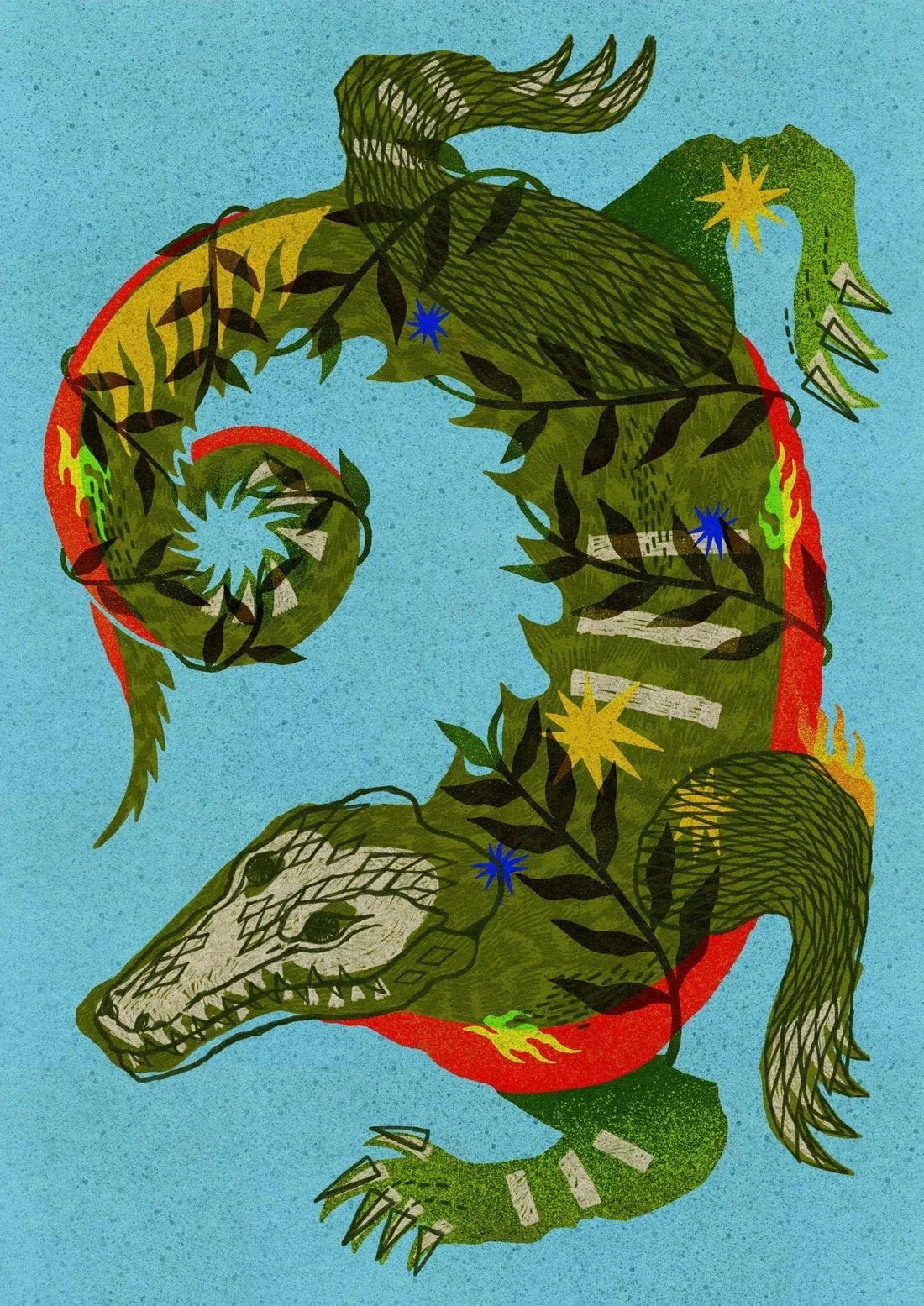 Alligator Guardian contemporary wall art print by Kwonny - sold by DROOL