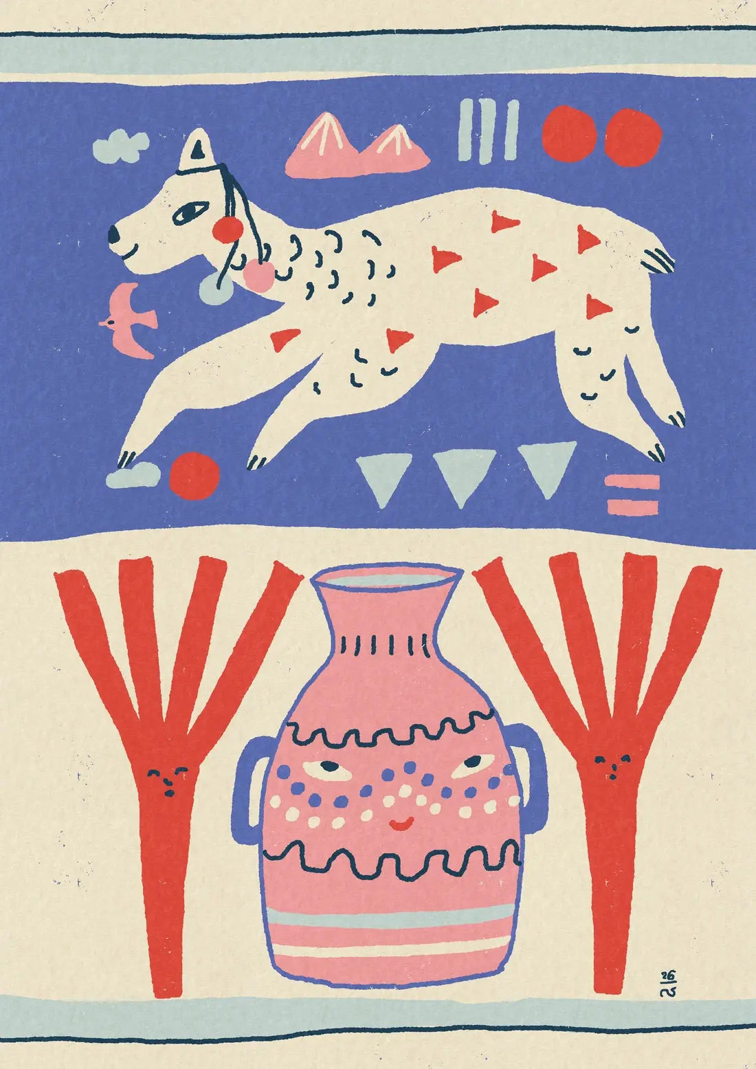 Playful Llama Folk Art