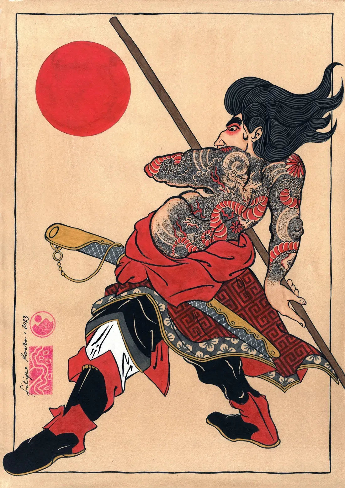 Tattooed Samurai & Dragon