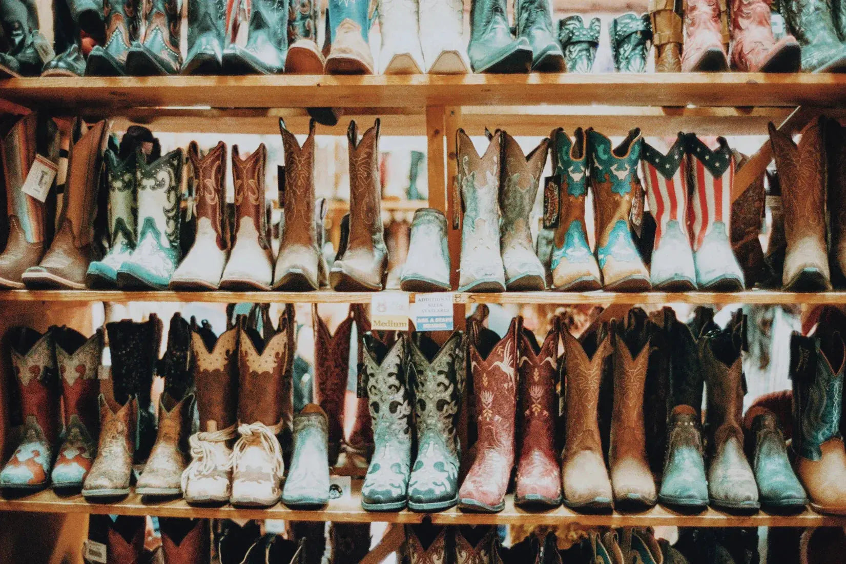 Wall Of Boots contemporary wall art print by Kelsey Smith - sold by DROOL