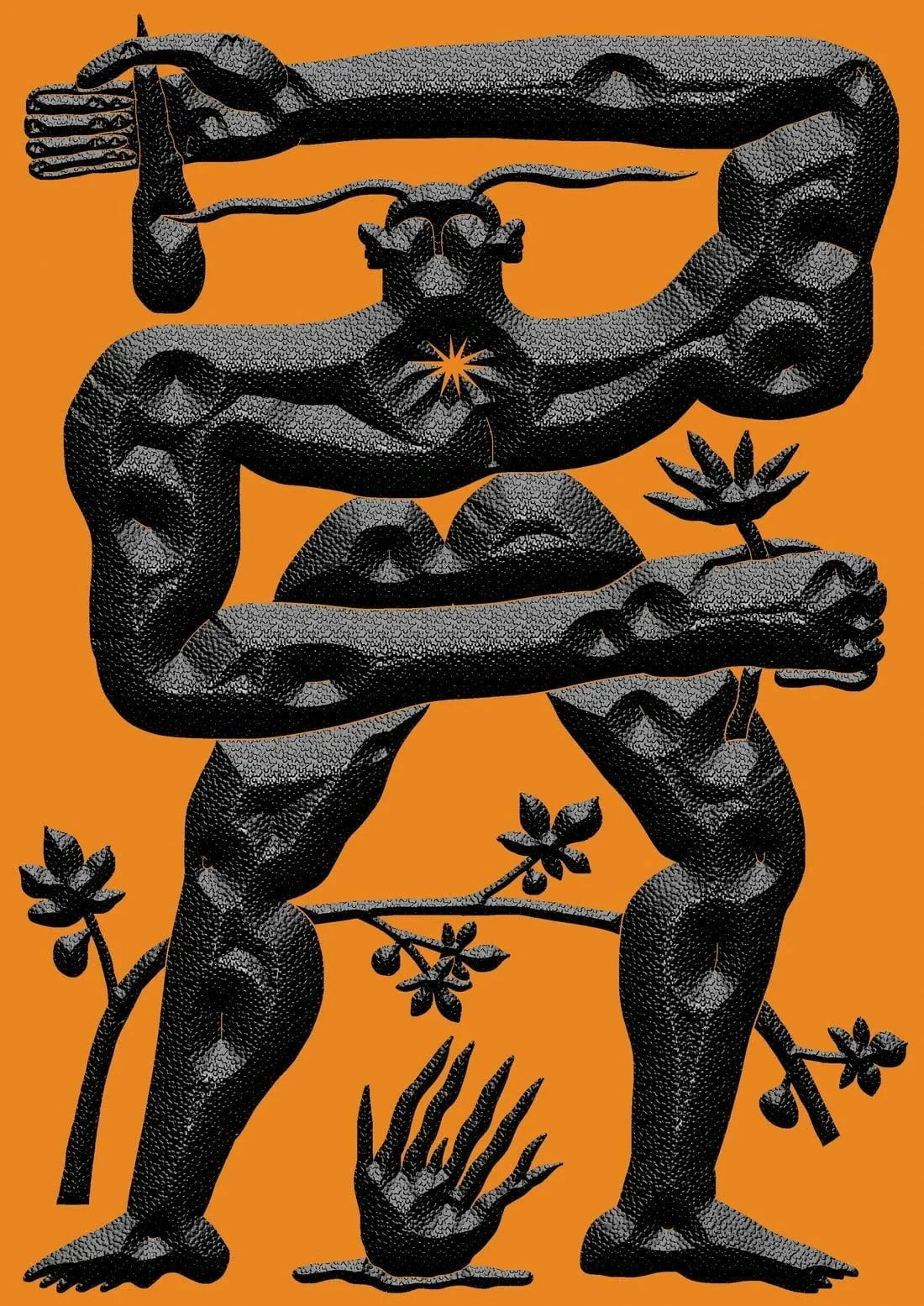 Faune and Fire contemporary wall art print by Célestin Krier - sold by DROOL