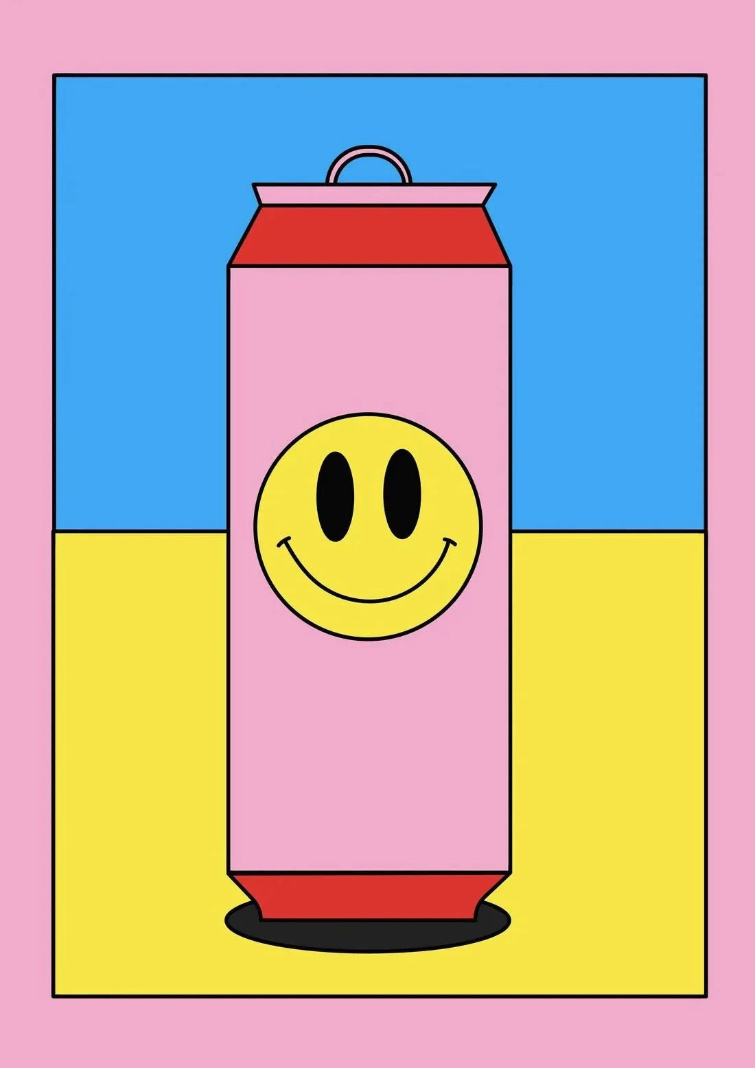 Happy can of beer contemporary wall art print by Petra - sold by DROOL