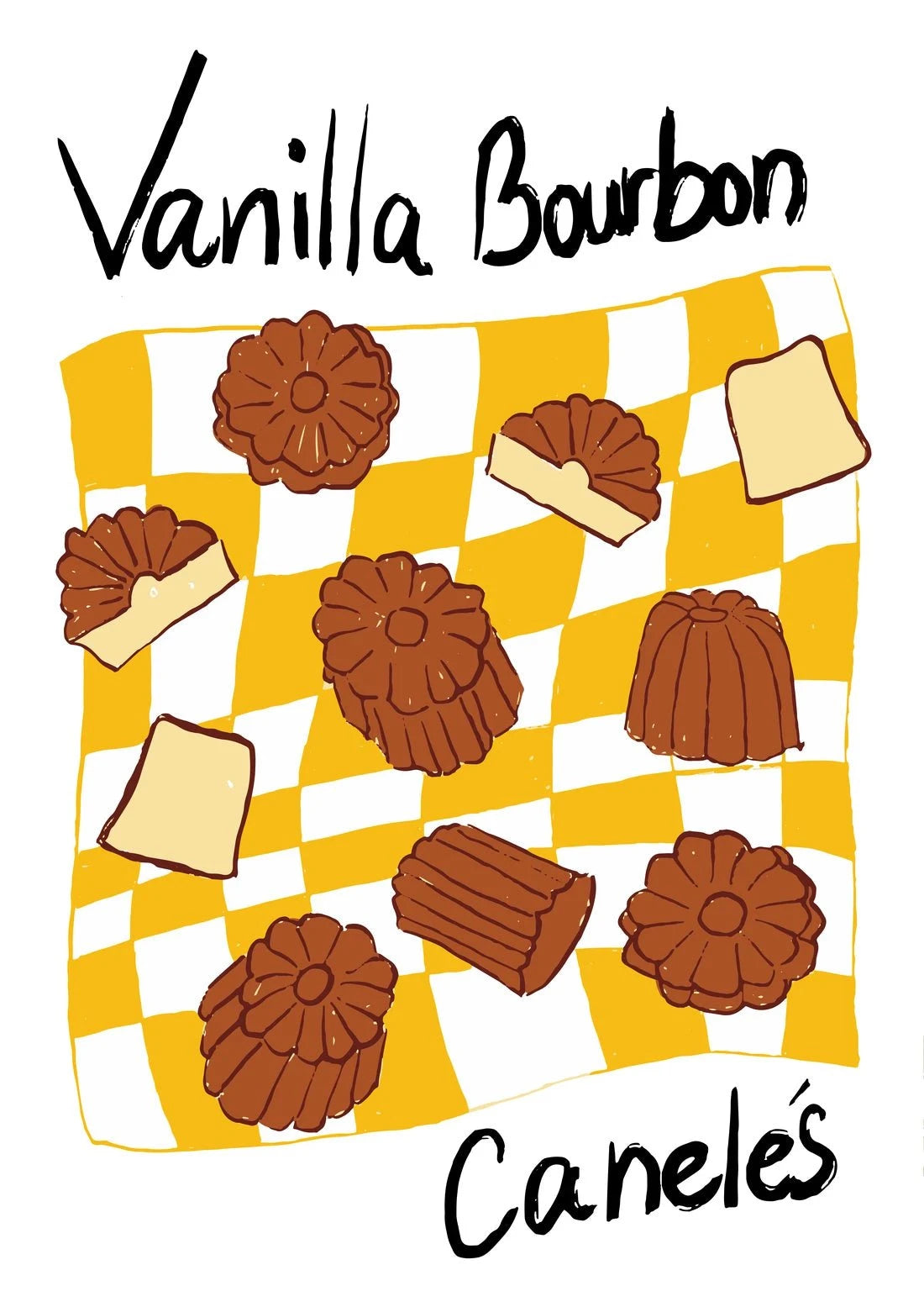 Vanilla Bourbon Caneles contemporary wall art print by DROOL Collective - sold by DROOL