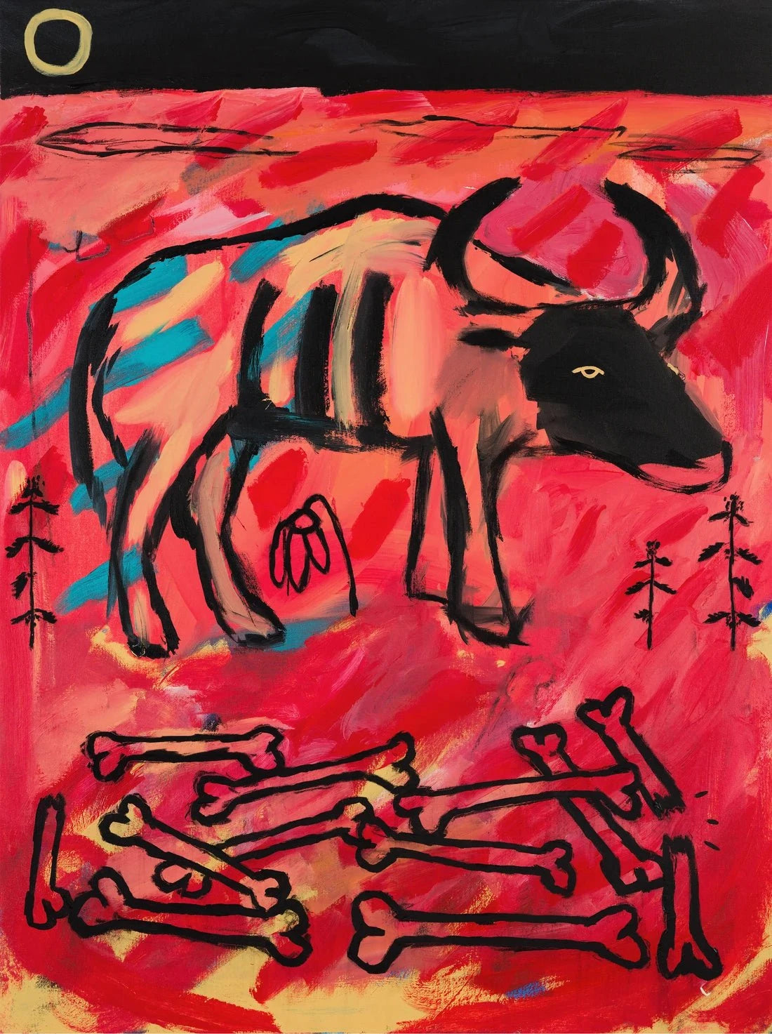 Bull and bones contemporary wall art print by Billy Bagilhole - sold by DROOL