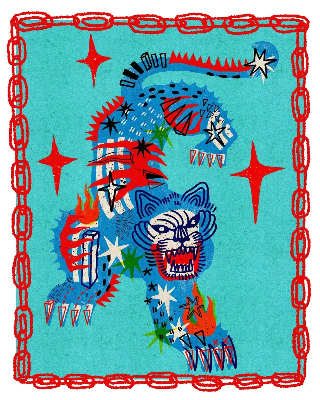 Tiger in Blue - Print by Kwonny | DROOL Art Tiger in Blue - Print by Kwonny | DROOL Art