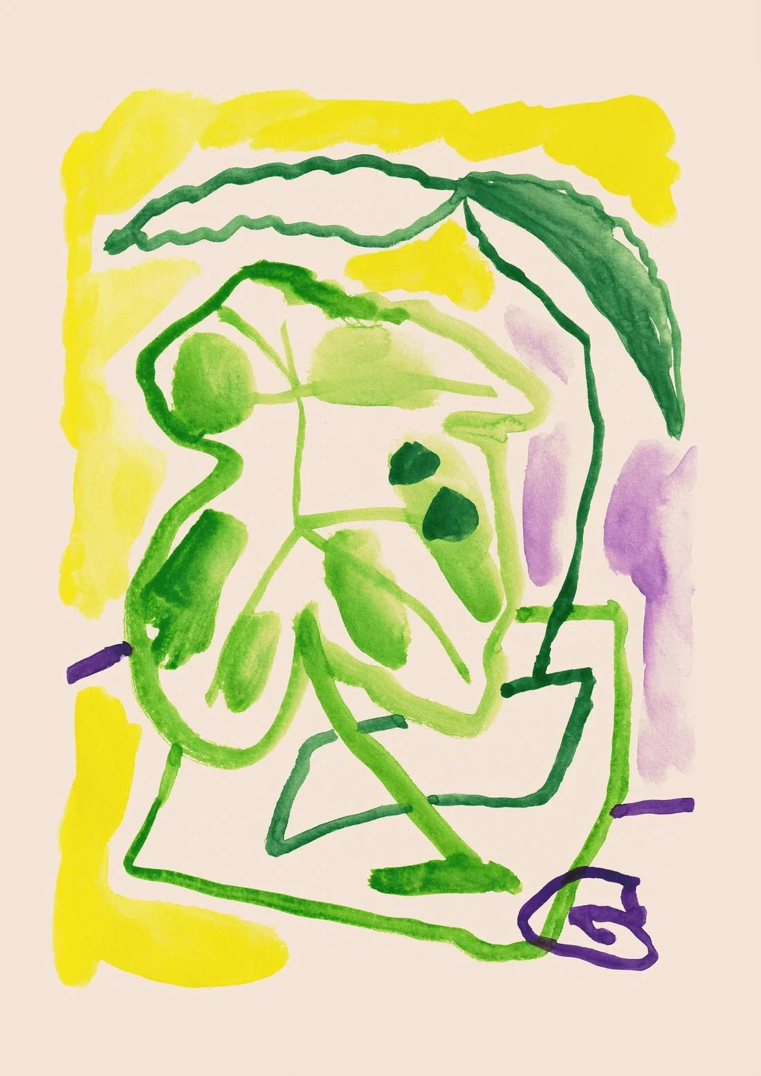 Imagined Flora in Green contemporary wall art print by Lauren Doughty - sold by DROOL