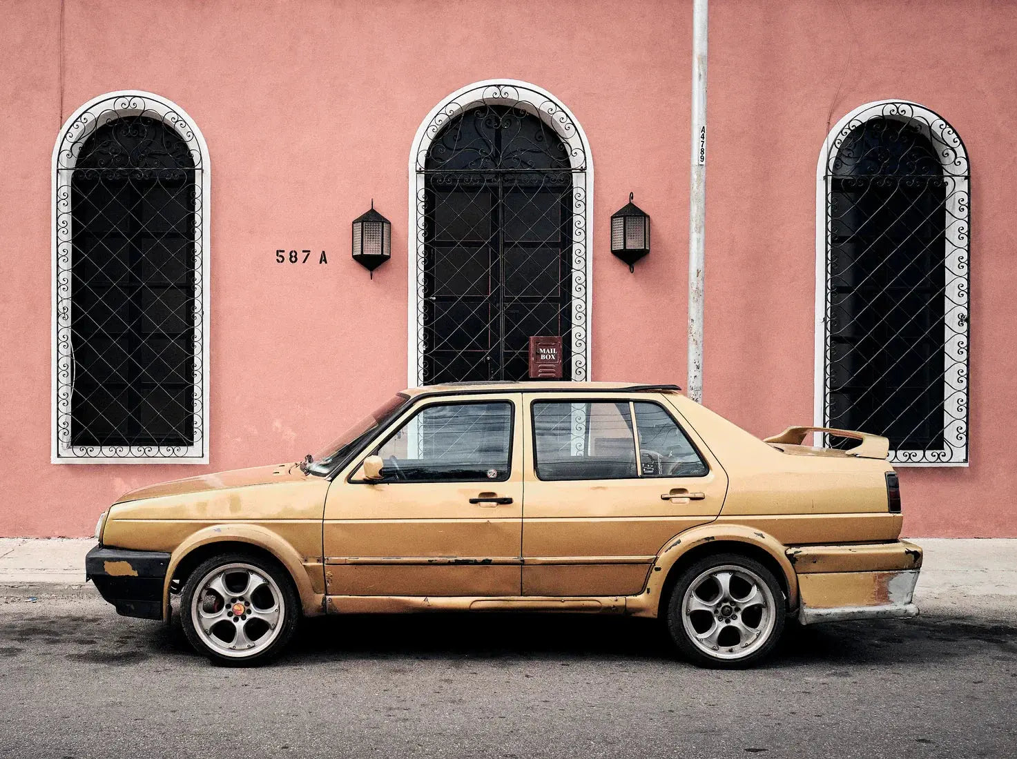 Gold Sedan contemporary wall art print by Justin Smith - sold by DROOL
