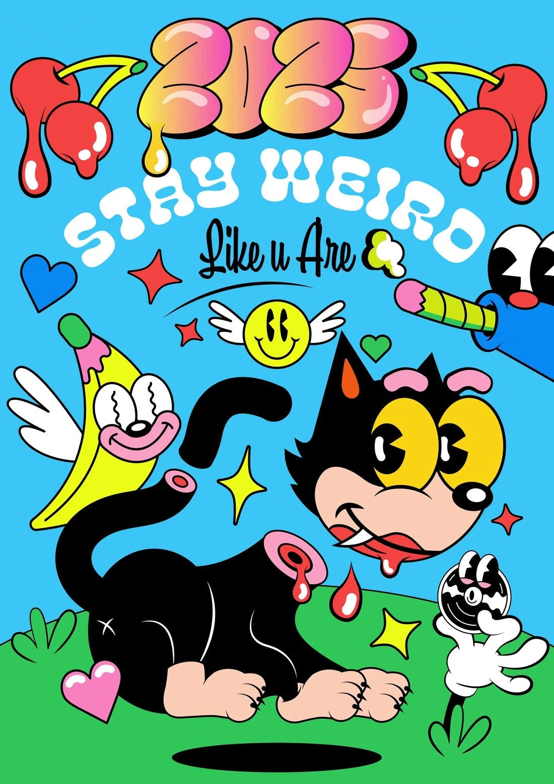 Stay weird 2 contemporary wall art print by Ovcharka - sold by DROOL