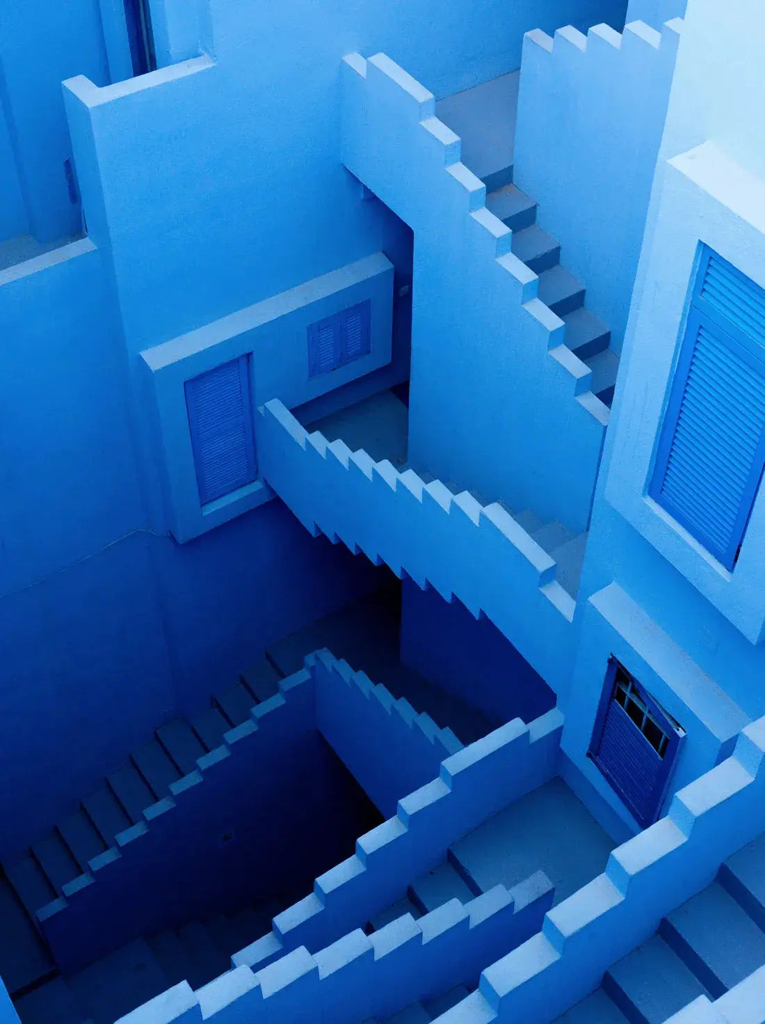 Blue Staircases contemporary wall art print by Igor Zacharov - sold by DROOL