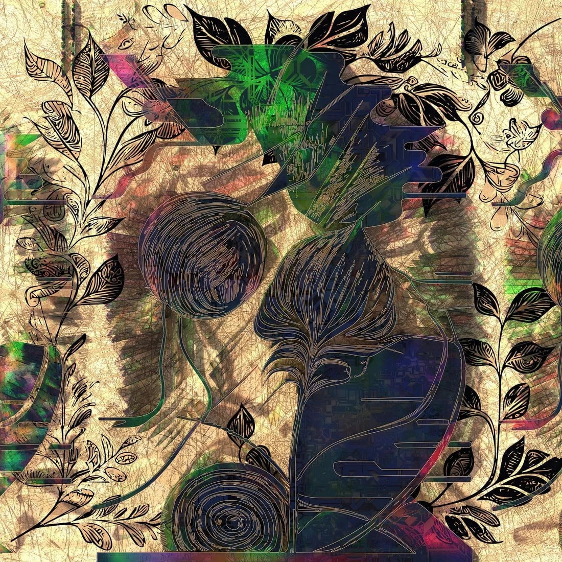 Engraved contemporary wall art print by Misbah Anjum-James - sold by DROOL