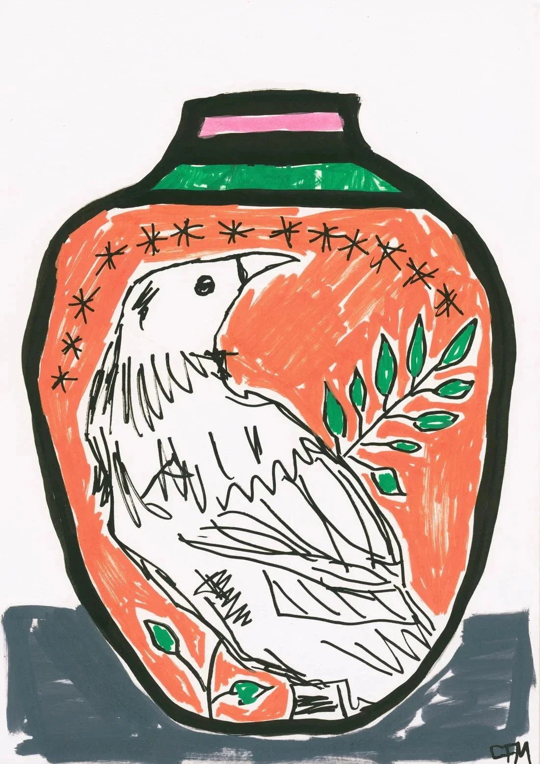 Tūī Bird contemporary wall art print by Caitlin Flood-Molyneux - sold by DROOL
