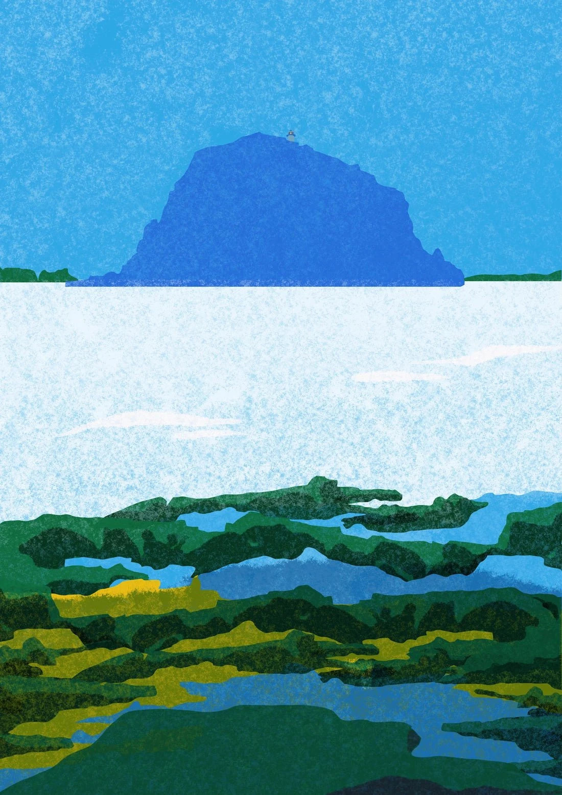 Blue Island, Santorini contemporary wall art print by Lily Kong - sold by DROOL