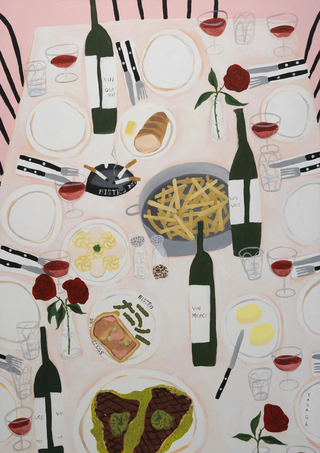 Steak Frites contemporary wall art print by Natalie Savage - sold by DROOL
