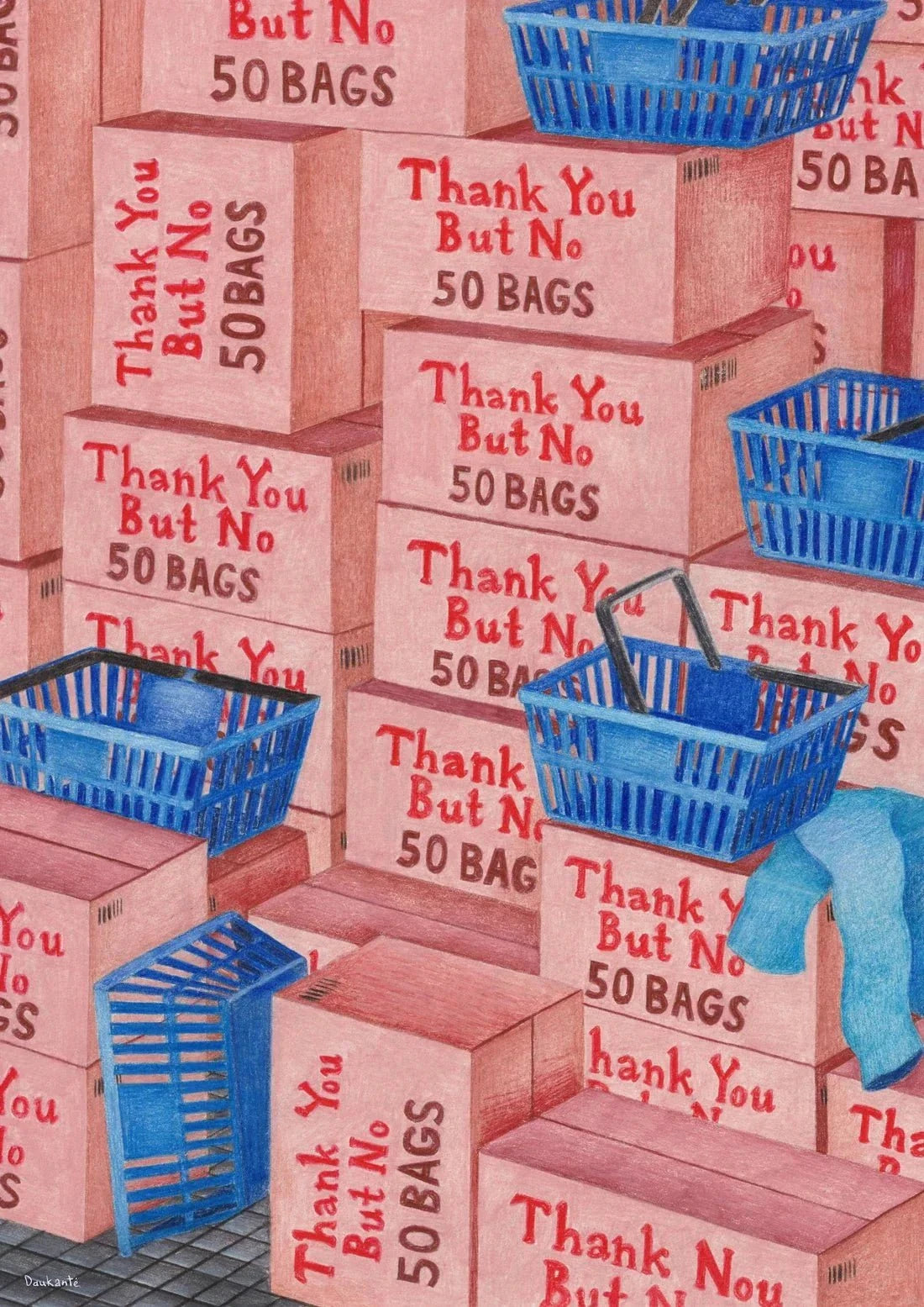 Thank You But No. 50 Bags contemporary wall art print by Daukantė - sold by DROOL