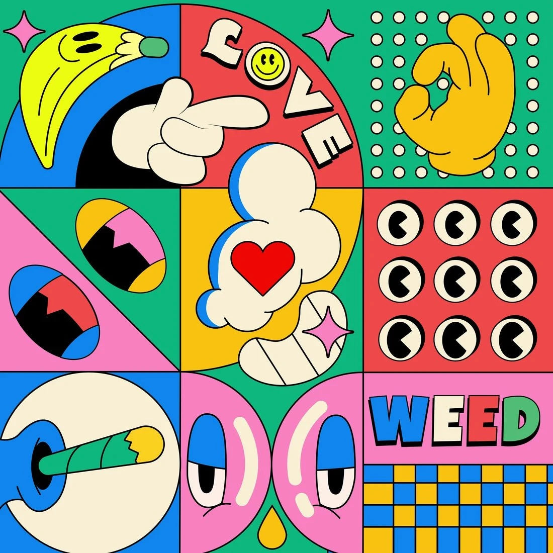 Love weed contemporary wall art print by Ovcharka - sold by DROOL