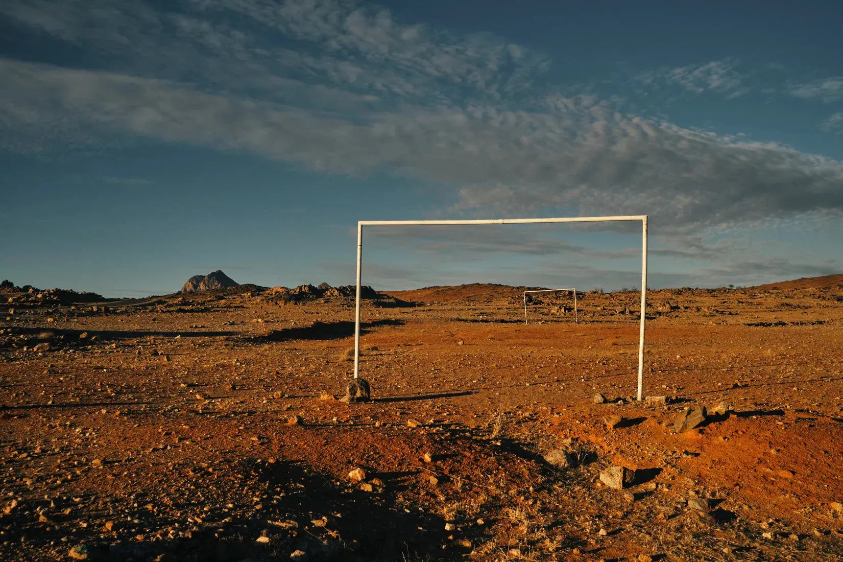 Desert Goalposts contemporary wall art print by Korbinian Grad - sold by DROOL