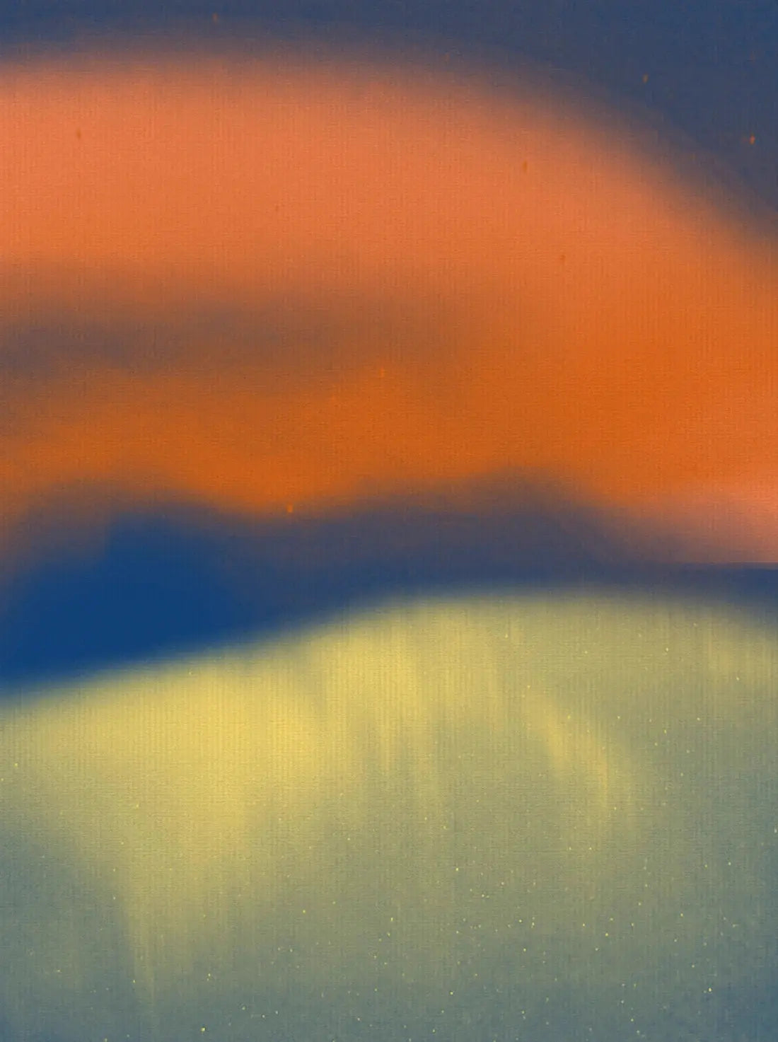 Abstract landscape in neon orange, yellow and blue