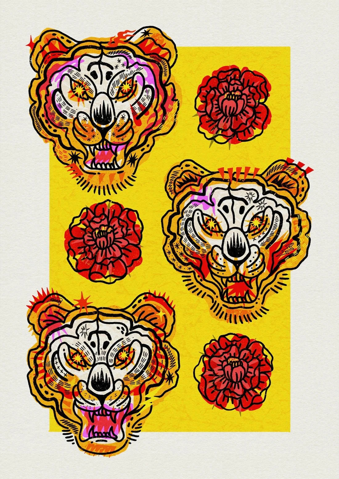 Electric Tigers contemporary wall art print by Kwonny - sold by DROOL