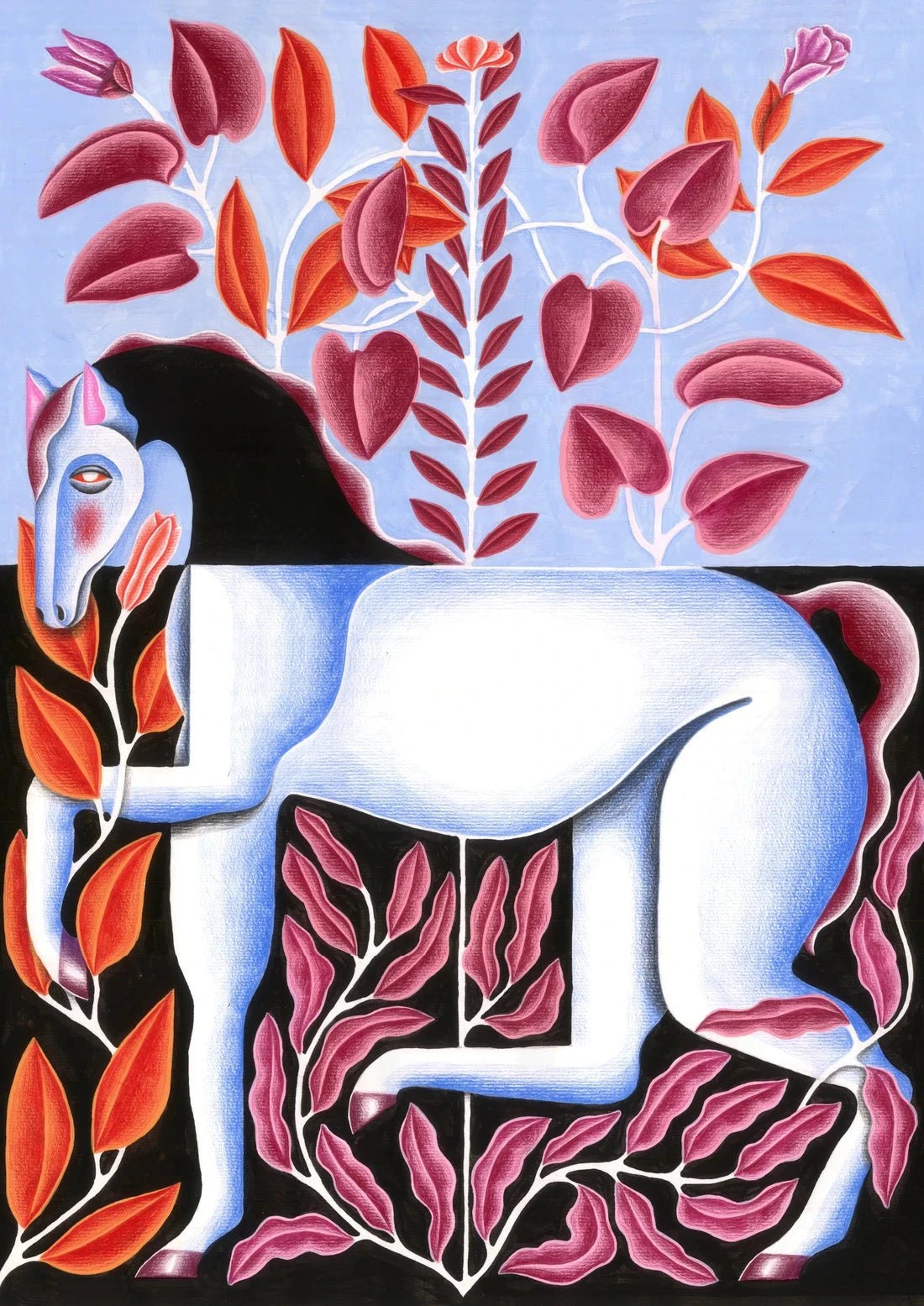 Baby Blue Horse contemporary wall art print by Carla Petelski - sold by DROOL