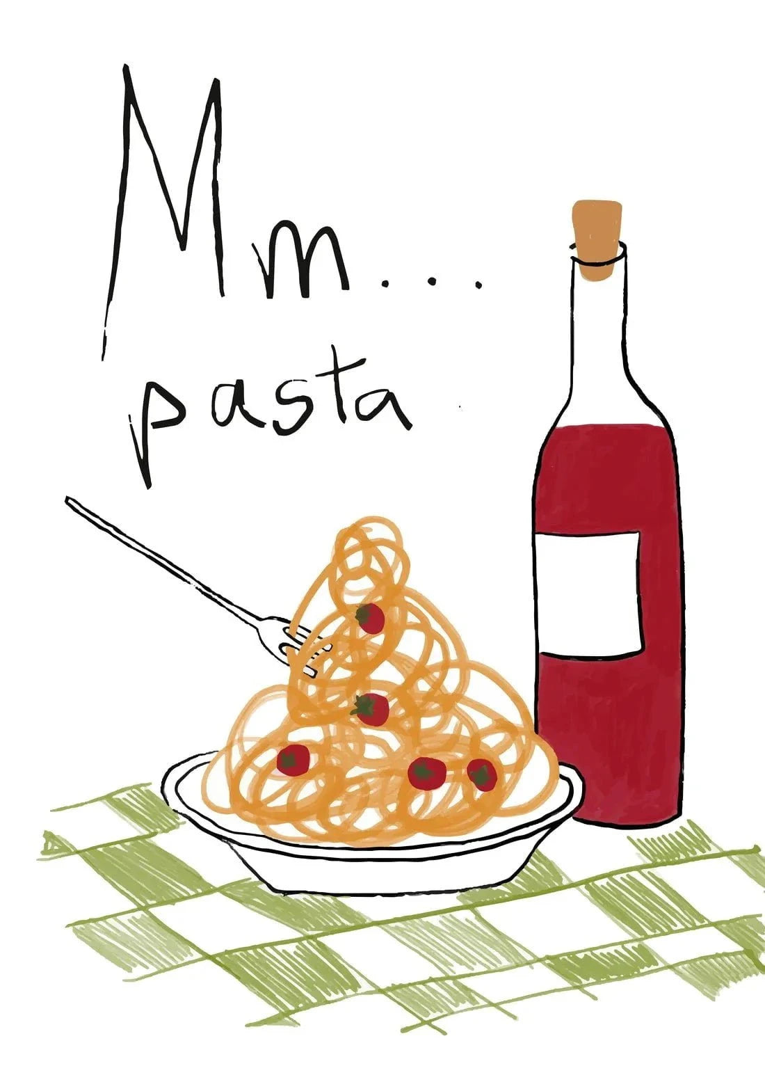 Mm Pasta contemporary wall art print by DROOL Collective - sold by DROOL
