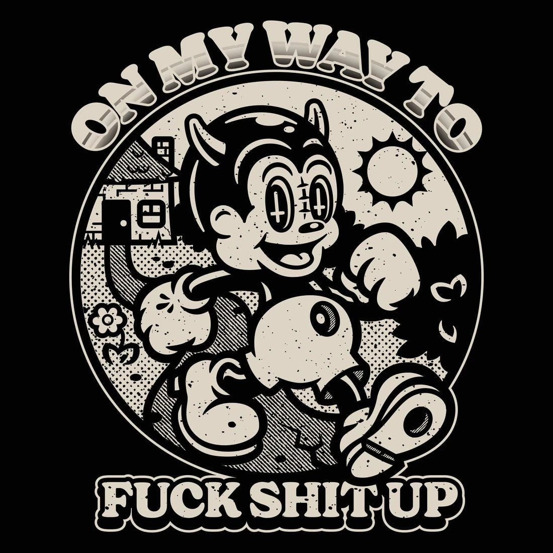 On My Way To Fuck Shit Up contemporary wall art print by Laserblazt - sold by DROOL