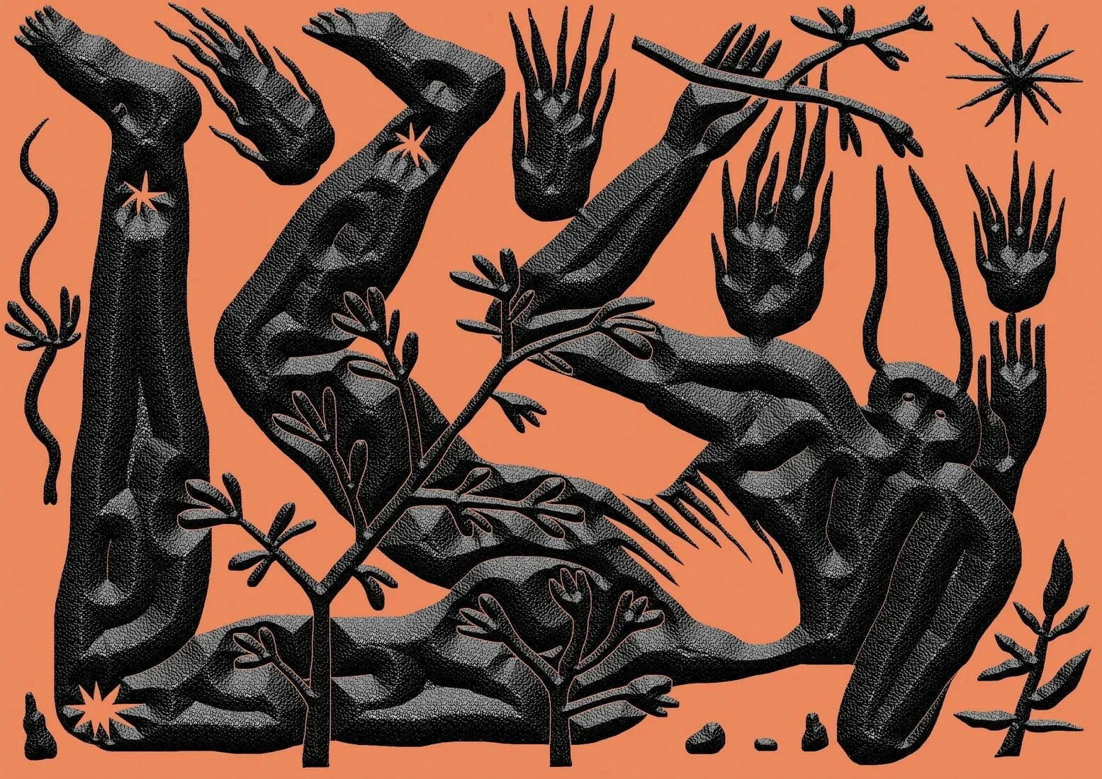 Faune and Falling Stars contemporary wall art print by Célestin Krier - sold by DROOL