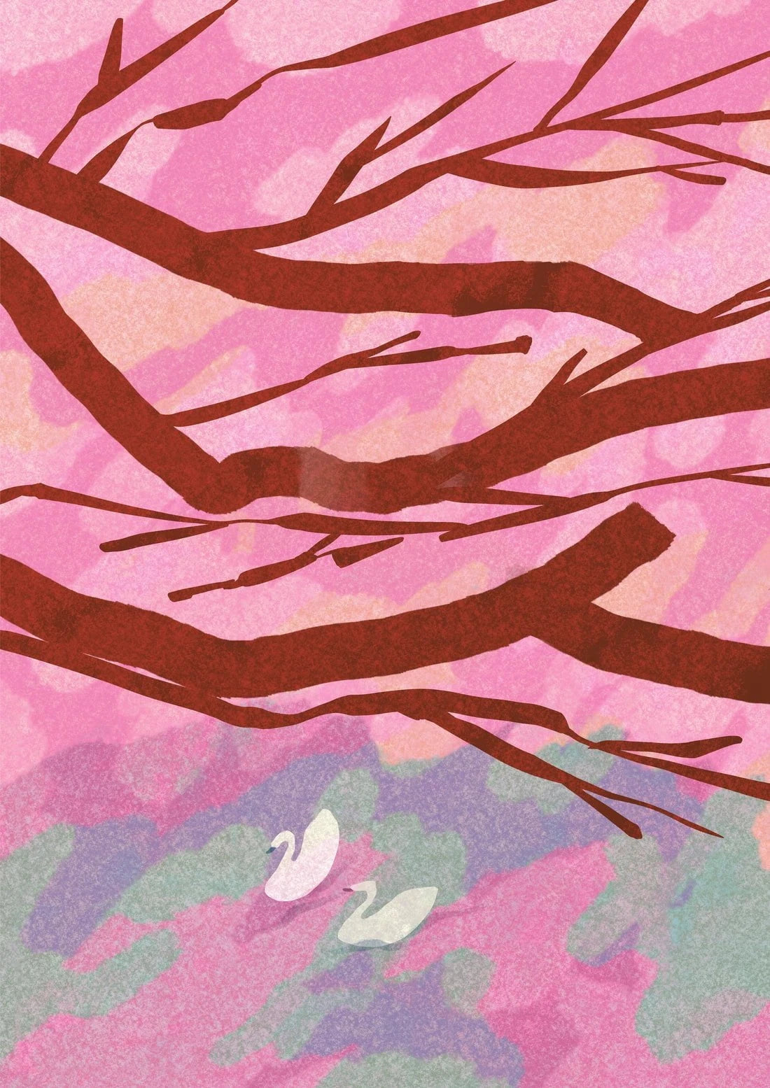 Fukuoka, Cherry Blossoms contemporary wall art print by Lily Kong - sold by DROOL